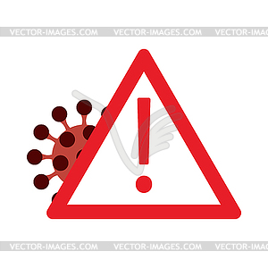 COVID Molecule Warning Sign Icon - color vector clipart