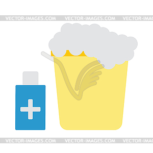 Sanitizer Bottles With Bucket Icon - vector image