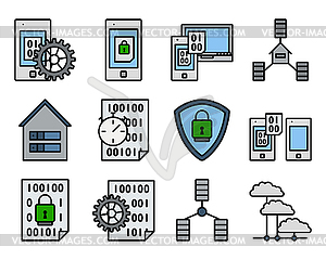 Data Icon Set - color vector clipart