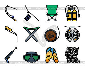 Fishing Icon Set - vector clipart / vector image