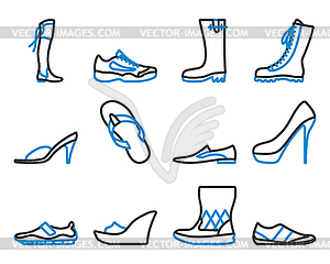 Footwear Icon Set - color vector clipart