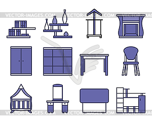 Набор иконок для мебели - изображение векторного клипарта