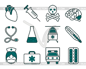 Медицинский набор иконок - стоковый клипарт