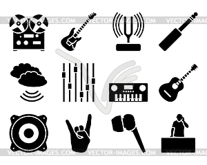 Music Icon Set - white & black vector clipart