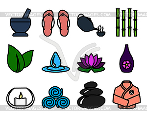 Spa Icon Set - color vector clipart