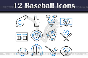 Набор иконок бейсбол - векторный клипарт / векторное изображение