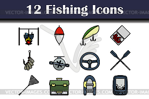 Fishing Icon Set - stock vector clipart