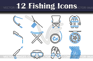 Набор иконок Рыбалки - векторный дизайн