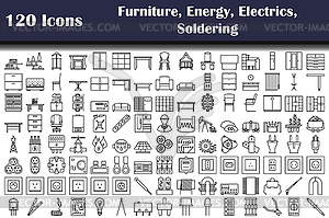 Set of 120 Furniture, Energy, Electrics, Soldering - vector image