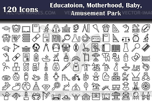 Set of 120 Education, Motherhood, Baby, Amusement - vector clip art