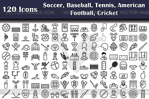 Set of 120 Soccer, Baseball, Tennis, American - vector clipart / vector image