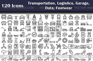 Set of 120 Transportation, Logistics, Garage, - vector image