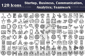 Набор из 120 Стартапов, Бизнес, Общение, - иллюстрация в векторном формате