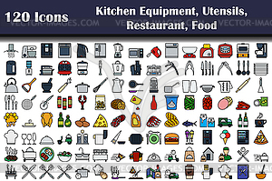 Set of 120 Kitchen Equipment, Utensils, - vector clip art