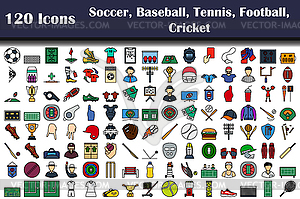 Set of 120 Soccer, Baseball, Tennis, American - vector clip art