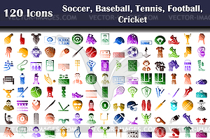Set of 120 Soccer, Baseball, Tennis, American - vector clip art