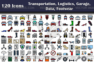 Set of 120 Transportation, Logistics, Garage, - royalty-free vector clipart