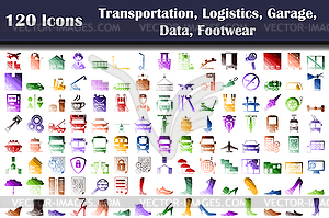 Set of 120 Transportation, Logistics, Garage, - vector image