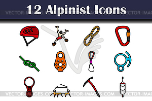 Alpinist Icon Set - vector image