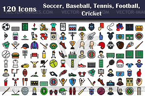 120 Иконок Футбола, Бейсбола, Тенниса, Футбола, - графика в векторном формате