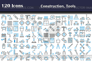 120 Иконок Строительства, Инструментов - векторный графический клипарт