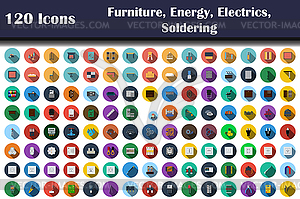 120 Icons Of Furniture, Energy, Electrics, Soldering - vector clip art