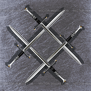 Four long sword - vector clipart