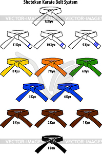 Цветные каратэ пояса - цветной векторный клипарт