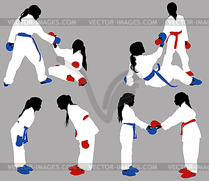 Karate girls help - vector image