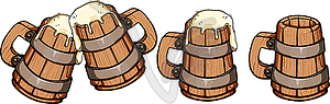 Beer wooden mug - vector image