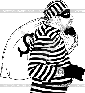 Funny fat thief - vector clip art