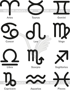 Simplified zodiac signs - vector image