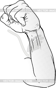 Hand strike retro - vector image