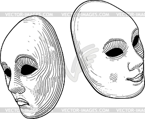 Two theatre mask - vector clipart