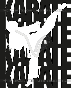 Karate text and silhouette - royalty-free vector clipart