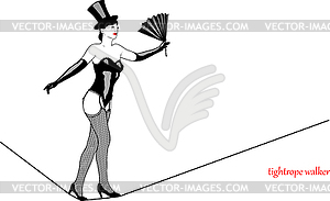 Tightrope walker girl - vector clip art