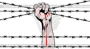 Hand barbed wire - vector image