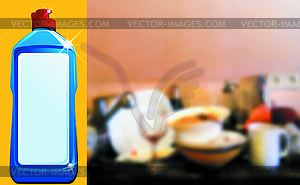 Dirty dish cleaner - vector clip art