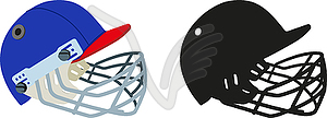 Классический бейсбольный шлем с защитной решеткой для лица - графика в векторном формате