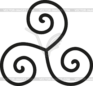 Triskel amulet ancient strong scandinavian and - white & black vector clipart