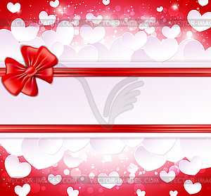 Paper banner with bow and ribbons on glowing - vector image