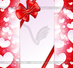 Paper banner with bow and ribbons on glowing - vector clipart