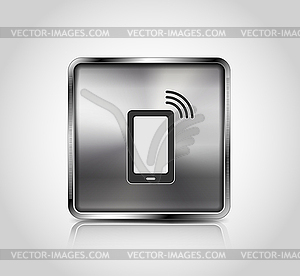 Metal icon, wireless connection - vector clip art