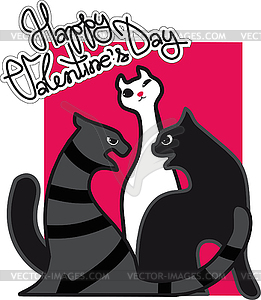 Indifferently and fighters cats, love confrontation - vector clipart