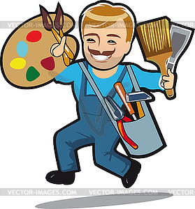 Avatar character,master holds tools, easy repair - vector clip art