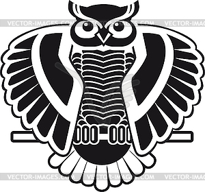 Design for logo black and white owl sitting - vector image