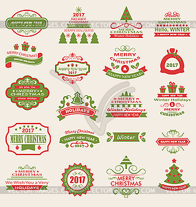 Merry Christmas and Happy Holidays Wishes - vector clip art