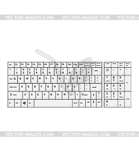 Computer Realistic White Keyboard Ioslated - vector image