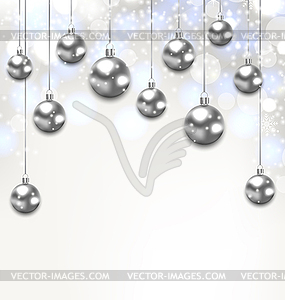 Christmas Silver Glassy Balls on Magic Light - vector EPS clipart