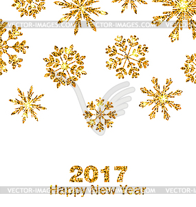 Golden Celebration Card with Sparkle Snowflakes - vector EPS clipart